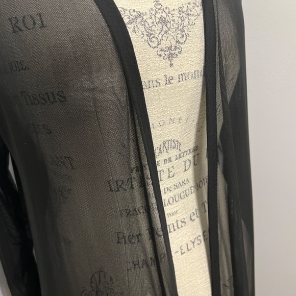 'CURLY GIRL' Sexy Black Sheer Long Sleeve Maxi Cardigan See Through Mesh Size 2X - Picture 4 of 11